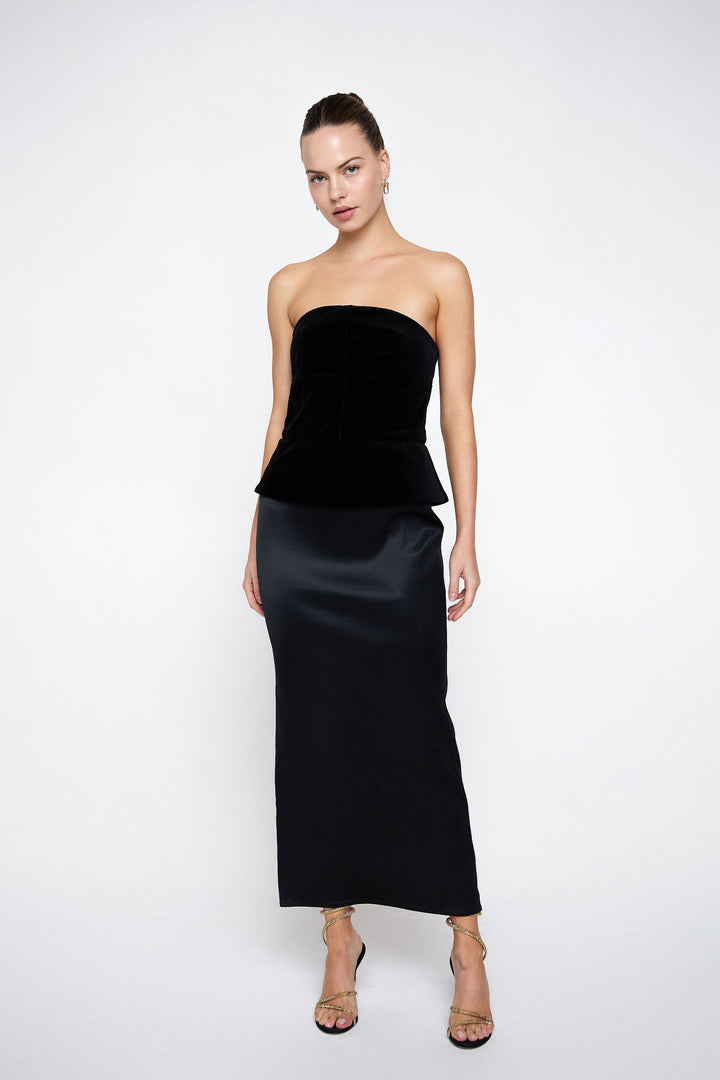Dahlia sleeveless velvet and satin dress