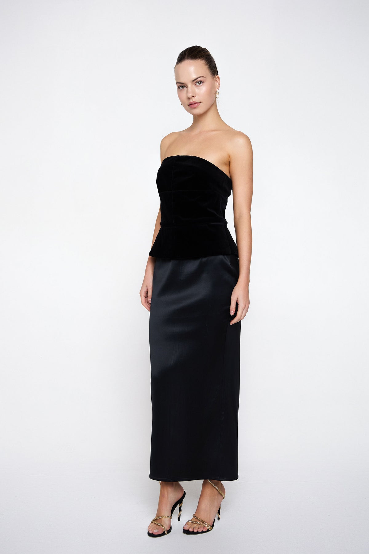 Dahlia sleeveless velvet and satin dress
