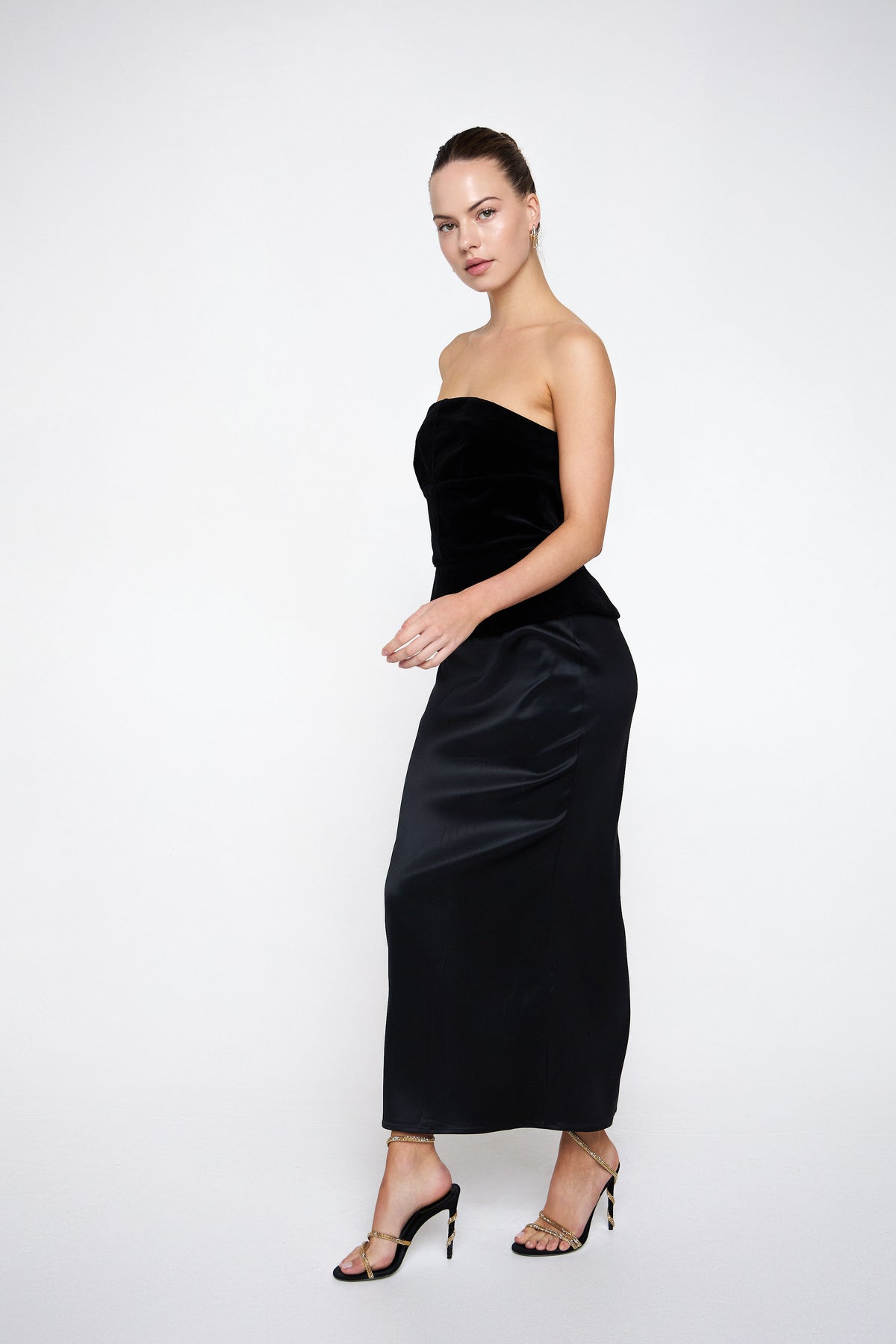 Dahlia sleeveless velvet and satin dress