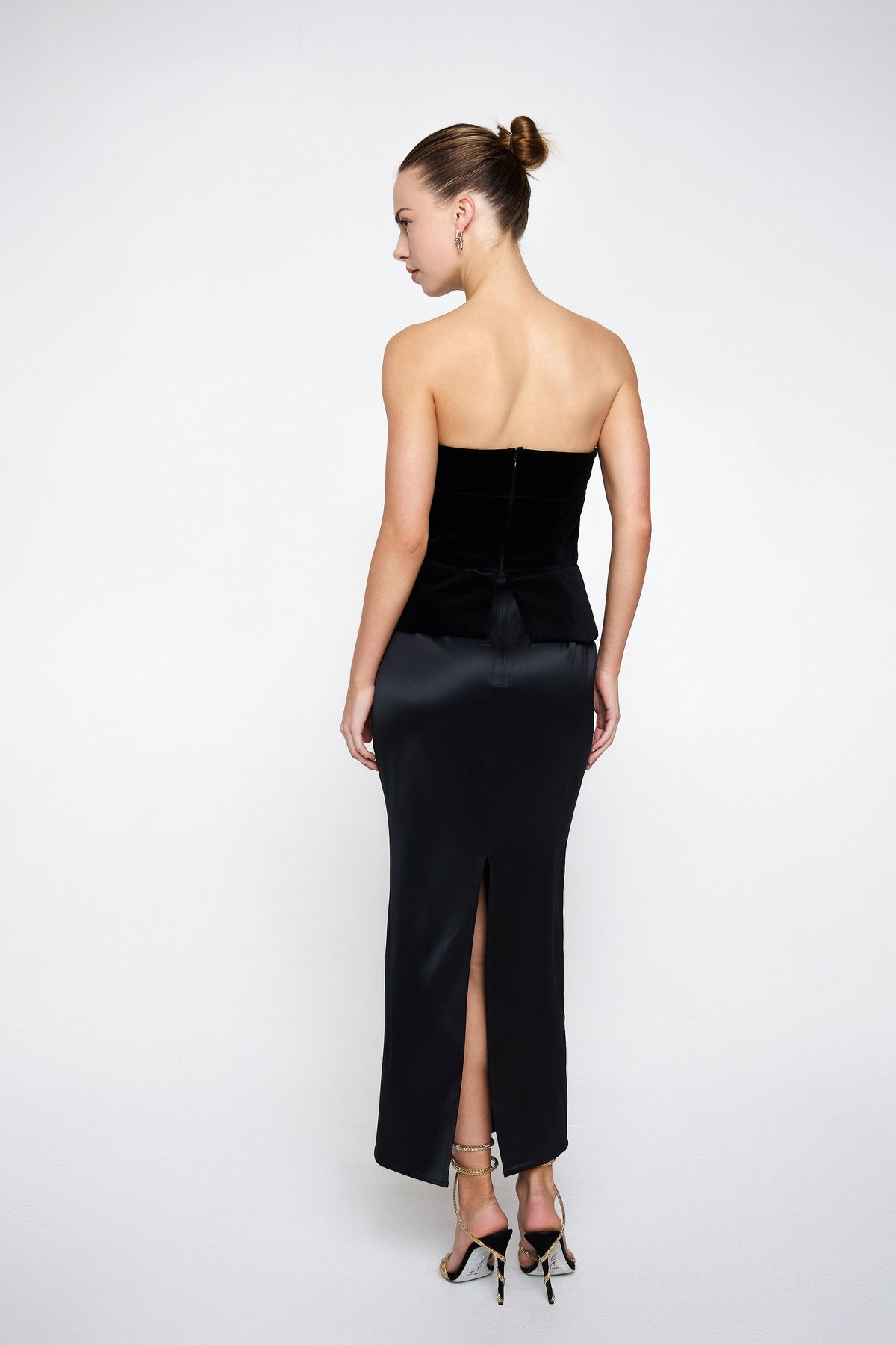 Dahlia sleeveless velvet and satin dress