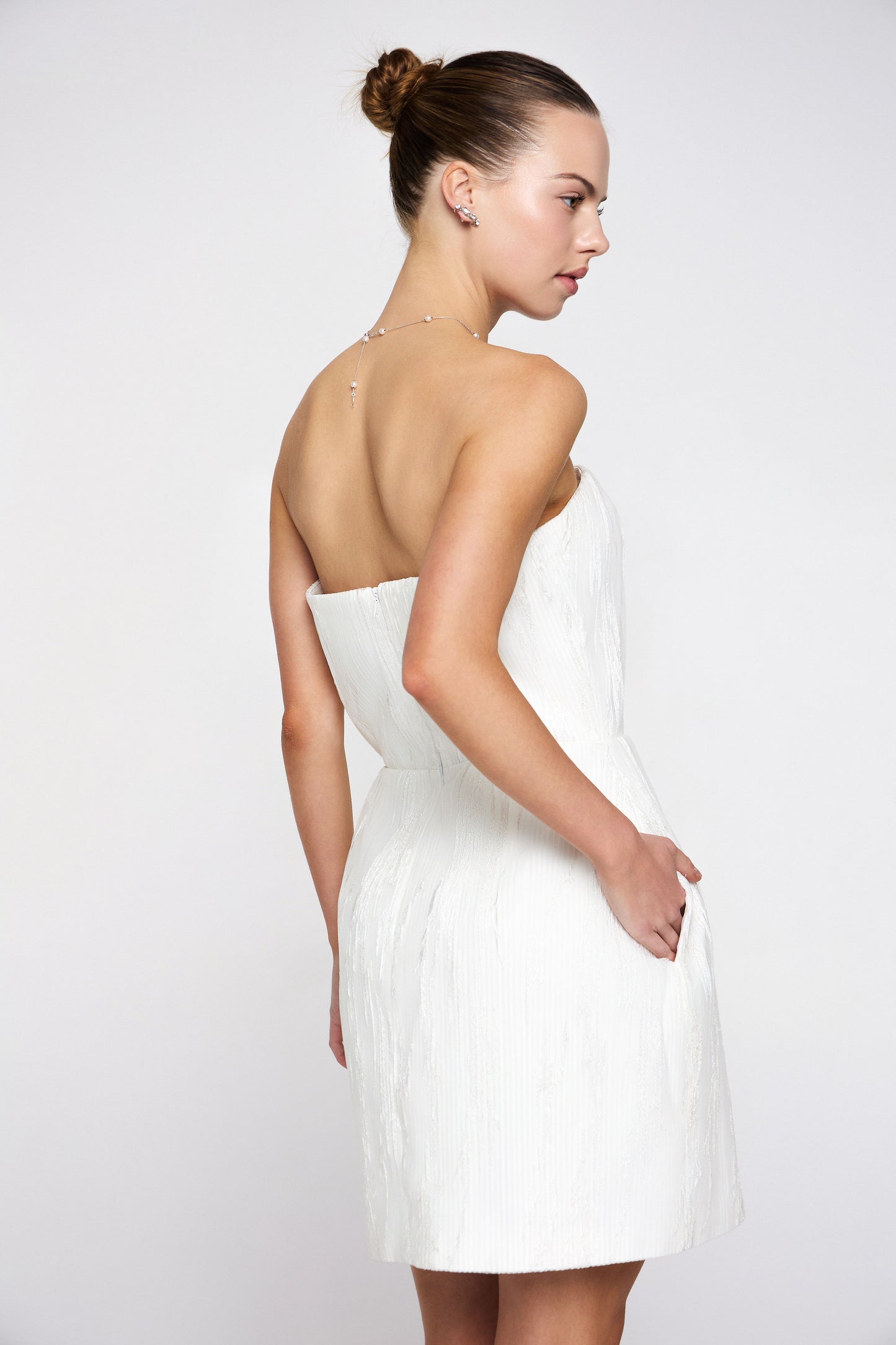 Aura pleated strapless dress