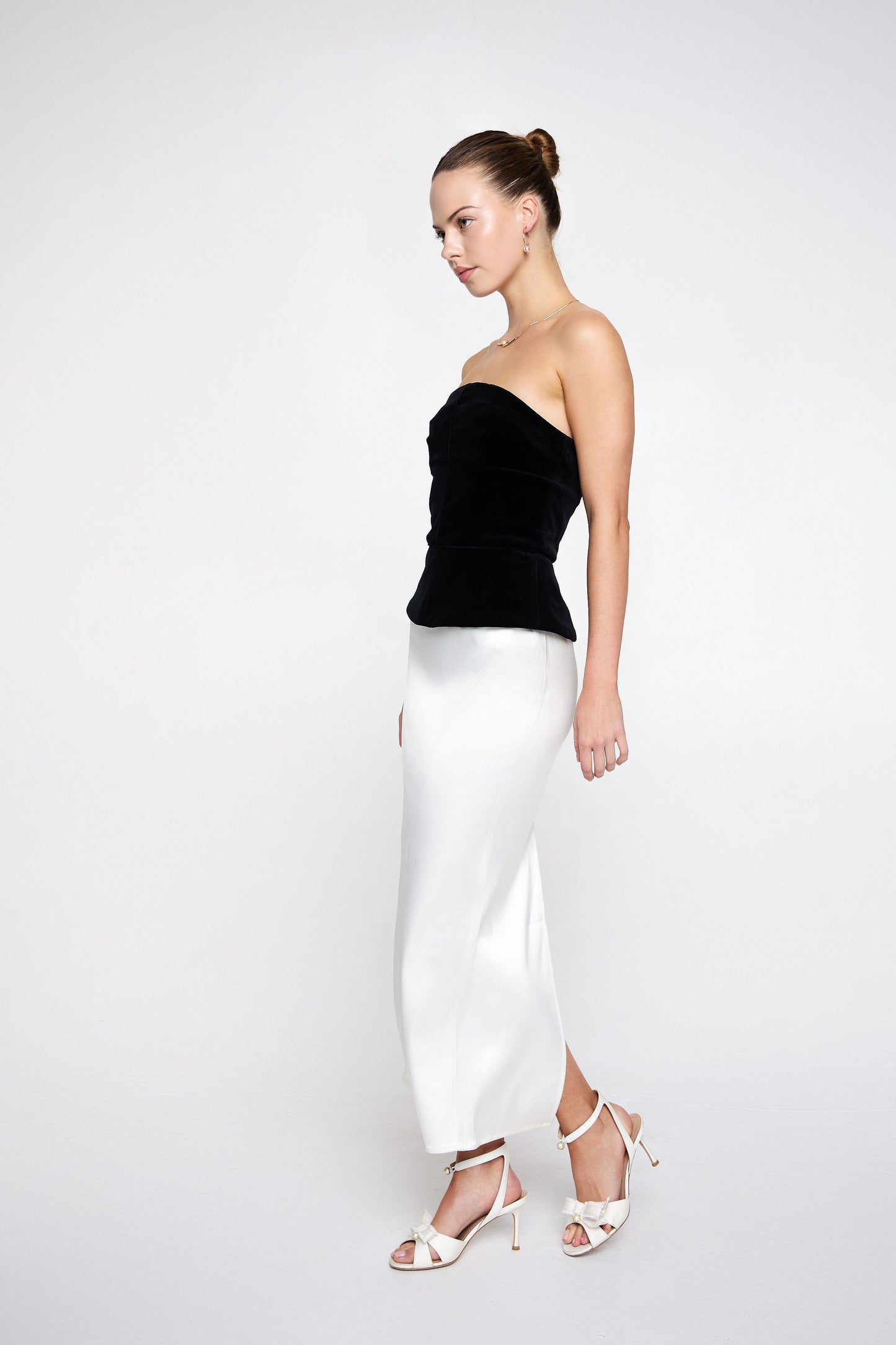 Dahlia sleeveless velvet and satin dress
