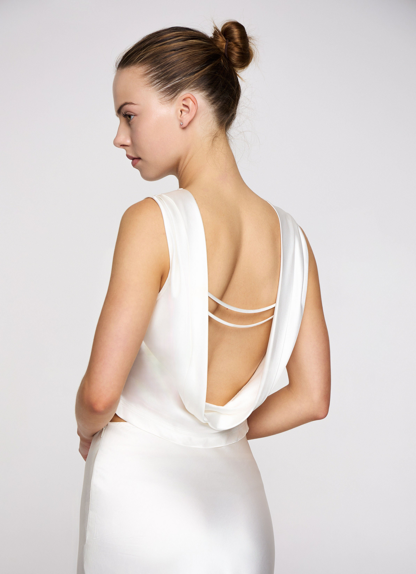 Marée draped open-back satin top