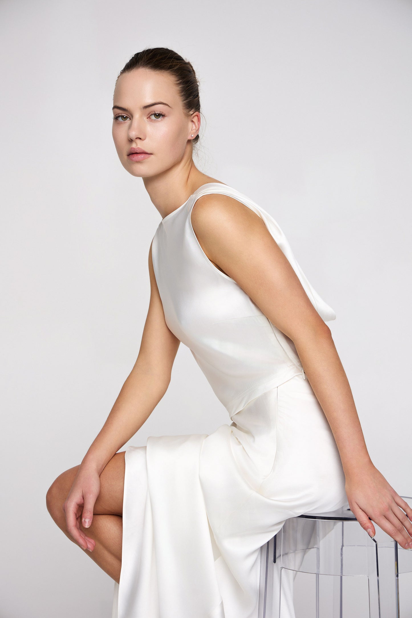 Marée draped open-back satin top